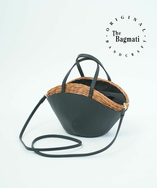 The Bagmati(ザ バグマティ)レザー×ウィッカーカゴバッグ | BLEU