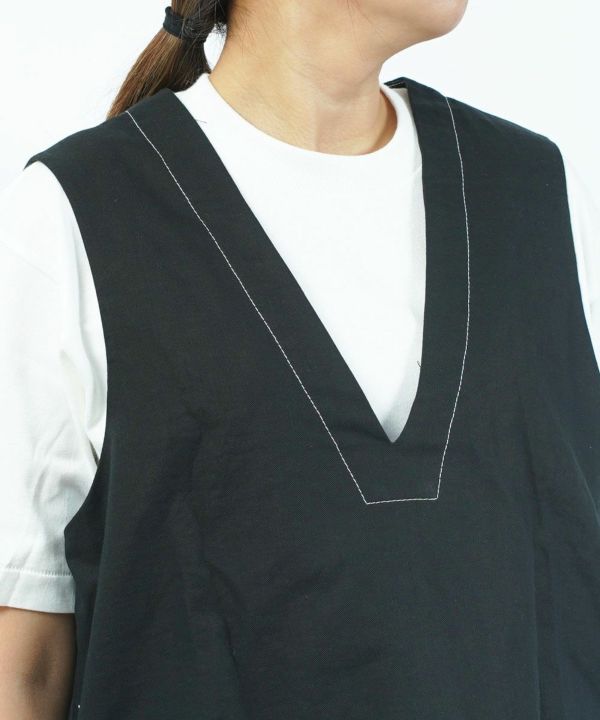 新品未使用】MidiUmi コットンリネンベスト黒