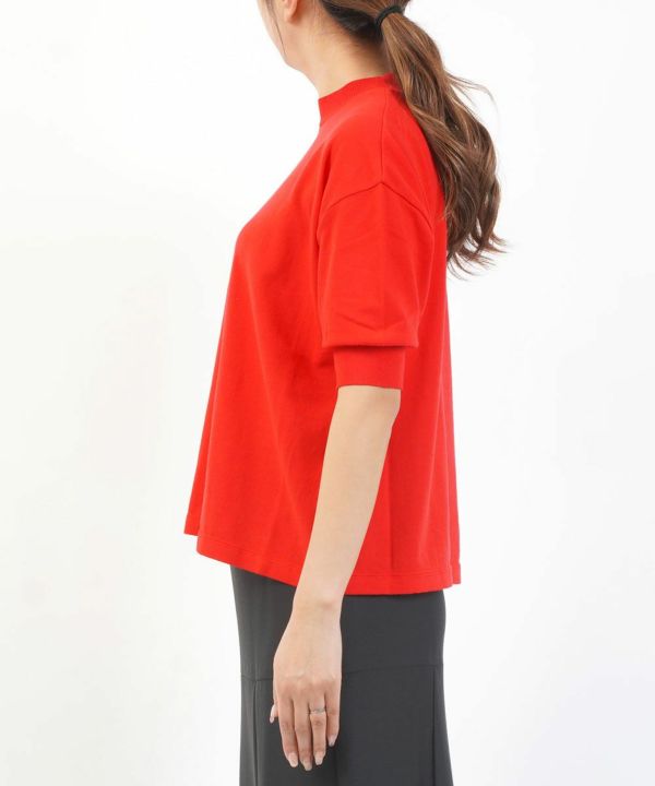 MEYAME クルーネック 五分袖 ニットTシャツ　レッド MEYAME クルーネック 五分袖 ニットTシャツ レッド - メルカリ