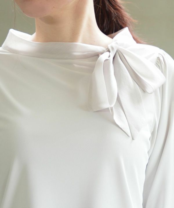 PUPULA(ププラ)ヤギポリスムース×ローン ボウタイリボンプルオーバー