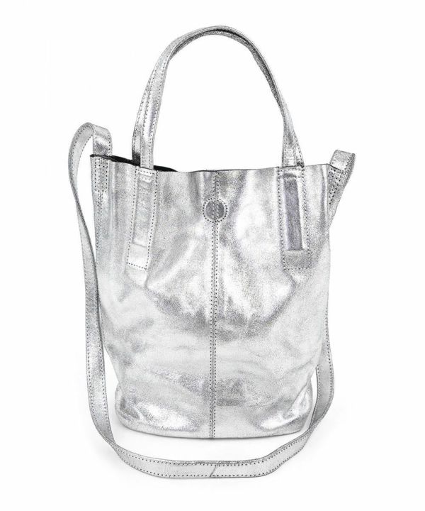 perche シルバー　ショルダーバッグ　トートバッグ　ラメ　レザー　牛革 perche｜ペルケのバッグ（シルバー/銀色系）通販 - ZOZOTOWN