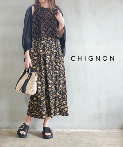 CHIGNON(シニヨン)パターンミックスワンピース | BLEU COMME BLEU