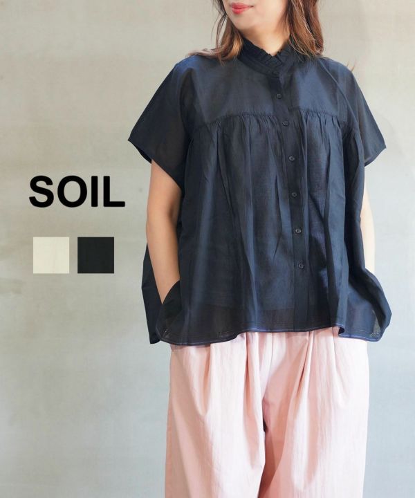SOIL SUPER FINE VOILE WITH SELVEGE ブラウス SOIL(ソイル)SUPER FINE VOILE WITH SELVEGE FRILL COLLAR