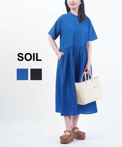 soil 60s CAMBRIC PLAIN BANDED COLLAR PINTUCK PULLOVER SHIRT