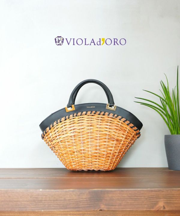 VIOLAd'ORO(ヴィオラドーロ)スプリットラタン×レザー トート