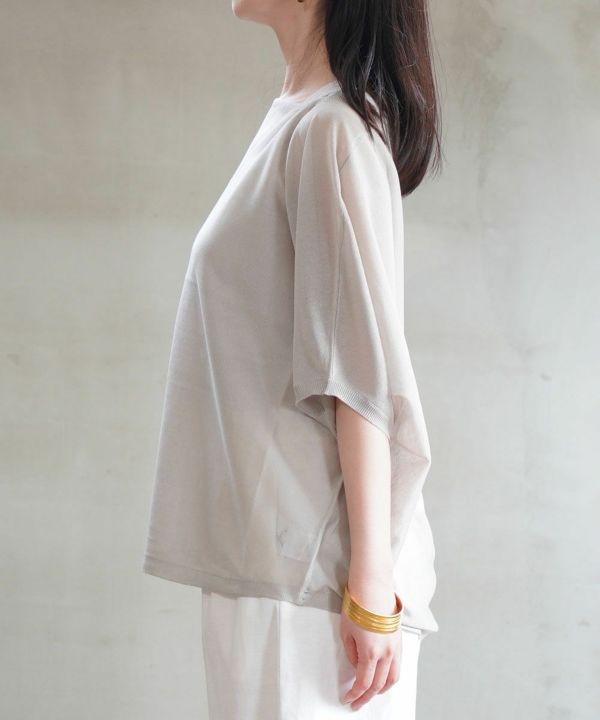 ユイティーム シアー肩裾ラウンドプルオーバー huitieme nid 743725 国内正規品 2025春夏新作 メール便可能商品[M便 5/5] huitieme nid(ユイティーム)シアー肩裾ラウンドプルオーバー | BLEU