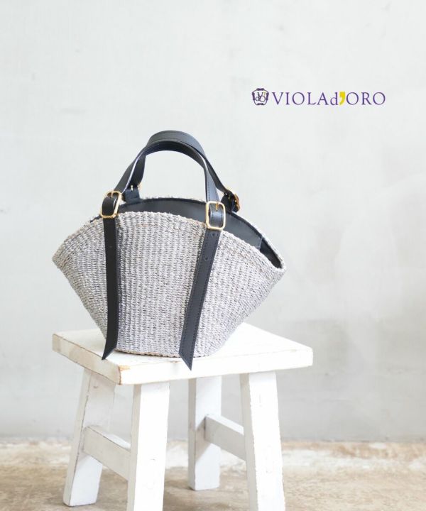 VIOLAd'ORO(ヴィオラドーロ)アバカ製 メタリックトートバッグ MIRO