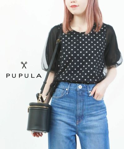 PUPULA ププラレディース ドット柄 スカ－ト ネイビー PUPULA ププラ ハイツイストスムース×ローン ワンピース