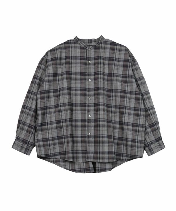 TRAVAIL MANUEL(トラヴァイユマニュアル)トロチェックバンドカラー長袖