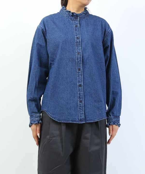 kelen(ケレン)フリルデザインデニムシャツ SYNTH | BLEU COMME BLEU