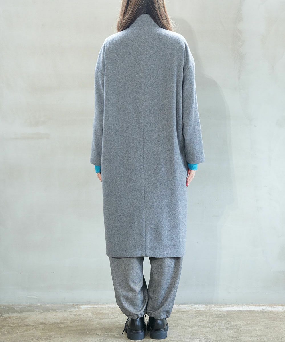 mizuiro ind(ミズイロインド)ウールブレンドスタンドカラーコート