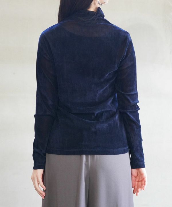 PUPULA(ププラ)チュールフロッキー シアー タートルネック カットソー