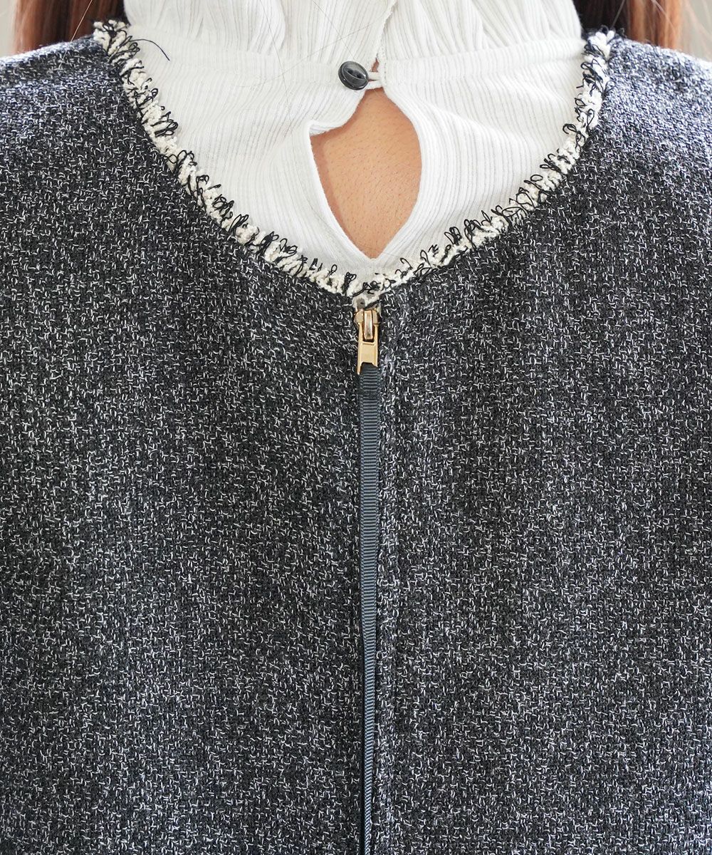 huitieme nid(ユイティーム)2WAY ツイードフリンジジャンパースカート