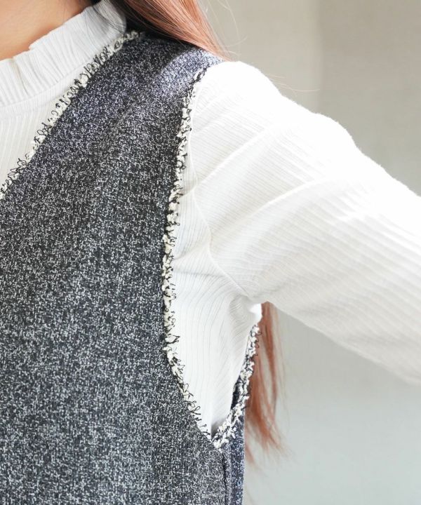 huitieme nid(ユイティーム)2WAY ツイードフリンジジャンパースカート