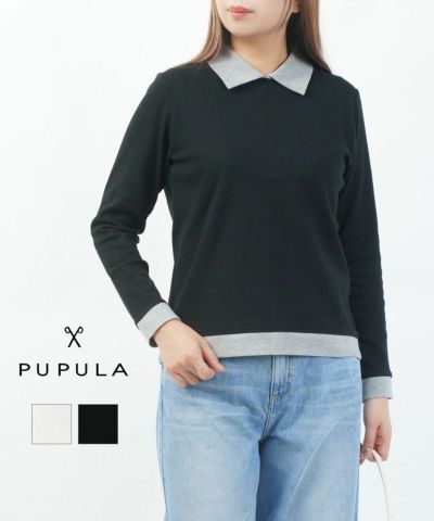 PUPULA(ププラ)コットンミックストリコット バックギャザープル