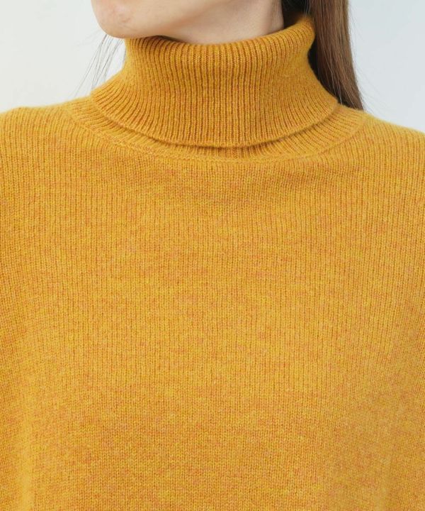 grin(グリン)ラムナイロン タートルネックニットプルオーバー | BLEU