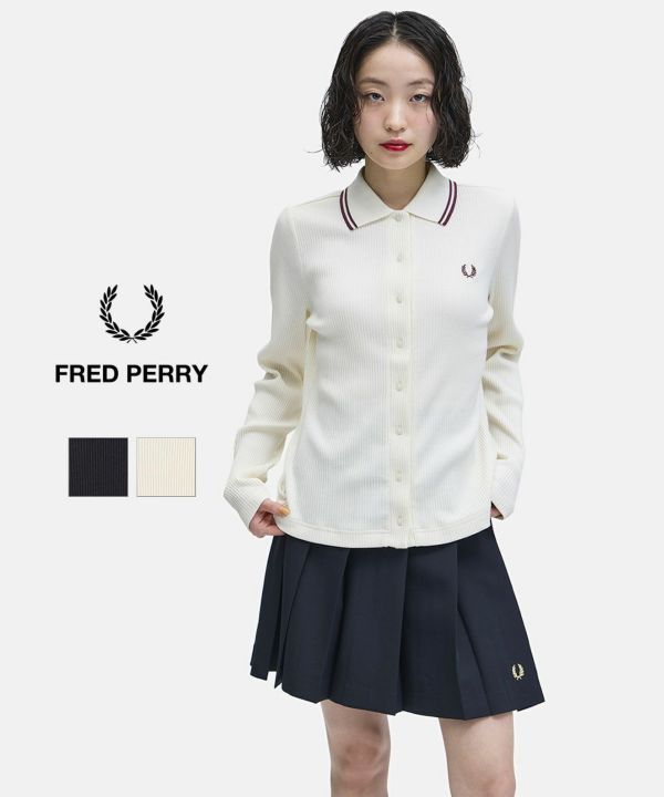 FRED PERRY(フレッドペリー)BUTTON-THROUGH RIB POLO SHIRT | BLEU