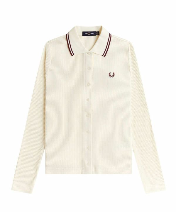 FRED PERRY(フレッドペリー)BUTTON-THROUGH RIB POLO SHIRT | BLEU