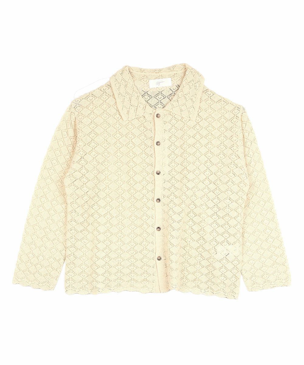 grin(グリン)コットンレースニットシャツカーディガン | BLEU COMME